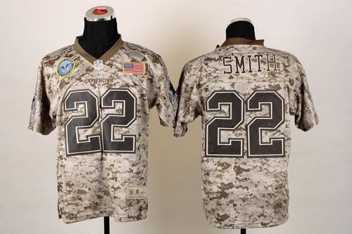 Cowboys #22 Emmitt Smith Camo Men's Stitched New Elite USMC Jersey