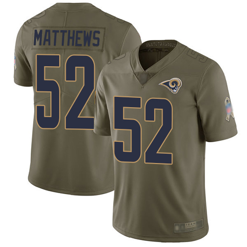 Los Angeles Rams #52 Clay Matthews Olive Men's Stitched Limited 2017 Salute To Service Jersey Men's