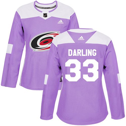 Adidas Carolina Hurricanes #33 Scott Darling Purple Authentic Fights Cancer Women's Stitched Jersey Womens