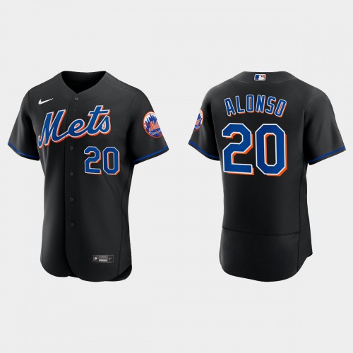 New York New York Mets #20 Pete Alonso Men's 2022 Authentic Alternate Stitched Jersey - Black Men's