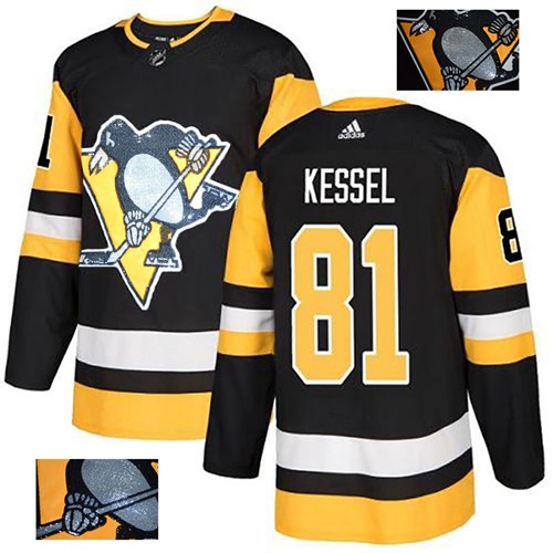 Adidas Pittsburgh Penguins #81 Phil Kessel Black Home Authentic Fashion Gold Stitched Jersey Men's