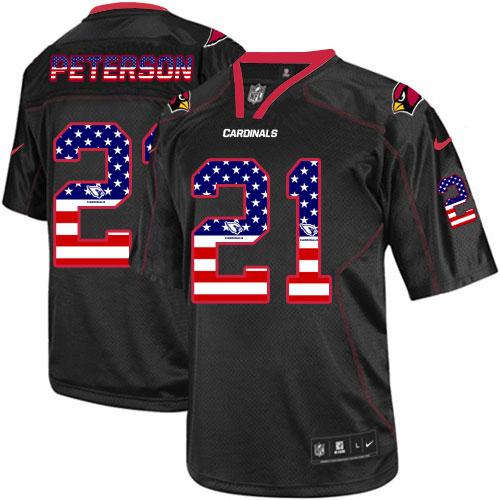 Cardinals #21 Patrick Peterson Black Men's Stitched Elite USA Flag Fashion Jersey