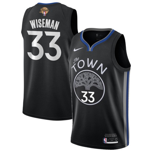 Golden State Warriors #33 James Wiseman Black 2022 Finals Statement Edition Jersey Womens
