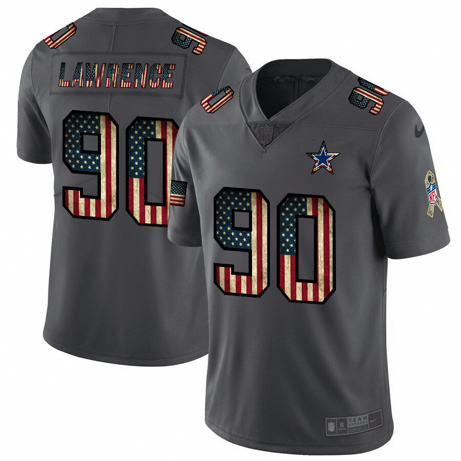 Dallas Cowboys #90 Demarcus Lawrence 2018 Salute To Service Retro USA Flag Limited Jersey