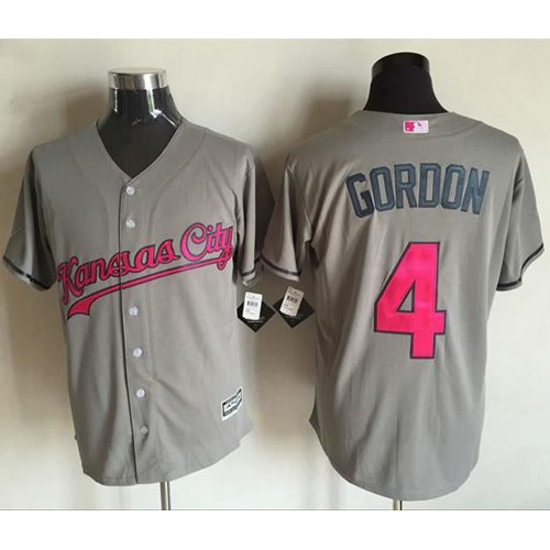 Kansas City Royals #4 Alex Gordon Grey New Cool Base Mother's Day Stitched Jersey Men's