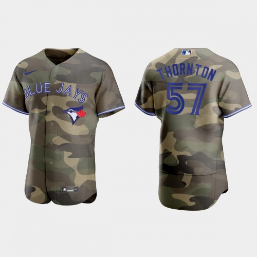Toronto Toronto Blue Jays #57 Trent Thornton Men's 2021 Armed Forces Day Authentic Jersey -Camo Men's