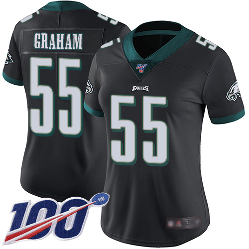Eagles #55 Brandon Graham Black Alternate Women's Stitched 100th Season Vapor Limited Jersey