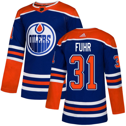 Adidas Edmonton Oilers #31 Grant Fuhr Royal Blue Alternate Authentic Stitched Jersey Men's