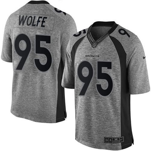 Denver Broncos #95 Derek Wolfe Gray Men's Stitched Limited Gridiron Gray Jersey Men's