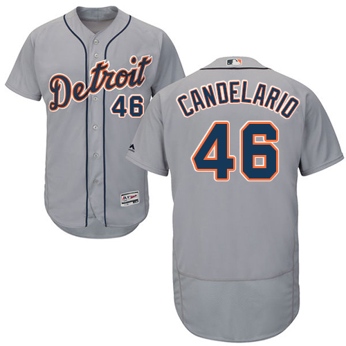 Detroit Tigers #46 Jeimer Candelario Grey Flexbase Authentic Collection Stitched Jersey Men's