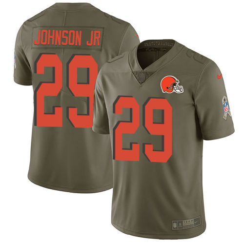 Cleveland Browns #29 Duke Johnson Jr Olive Men's Stitched Limited 2017 Salute To Service Jersey Men's