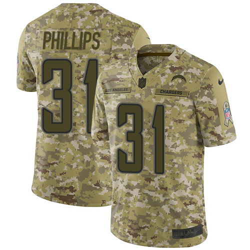 Los Angeles Chargers #31 Adrian Phillips Camo Men's Stitched Limited 2018 Salute To Service Jersey Men's