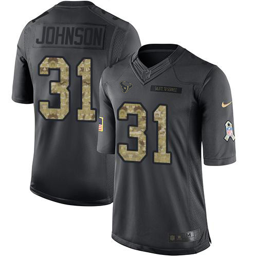 Houston Texans #31 David Johnson Black Men's Stitched Limited 2016 Salute to Service Jersey Men's