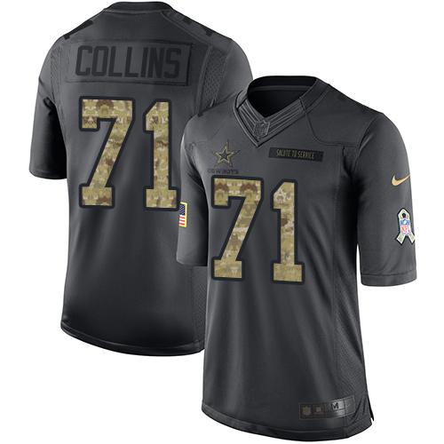 Dallas Cowboys #71 La'el Collins Black Youth Stitched Limited 2016 Salute to Service Jersey Youth