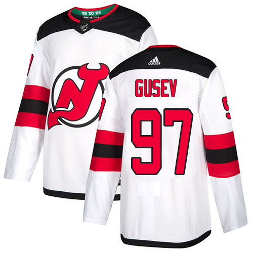 Adidas New Jersey Devils #97 Nikita Gusev White Road Authentic Stitched Youth Jersey Youth