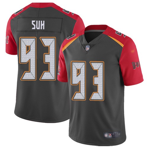 Tampa Bay Buccaneers #93 Ndamukong Suh Gray Youth Stitched Limited Inverted Legend 100th Season Jersey Youth