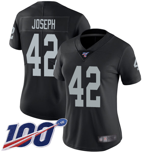 Las Vegas Raiders #42 Karl Joseph Black Team Color Women's Stitched 100th Season Vapor Limited Jersey Womens