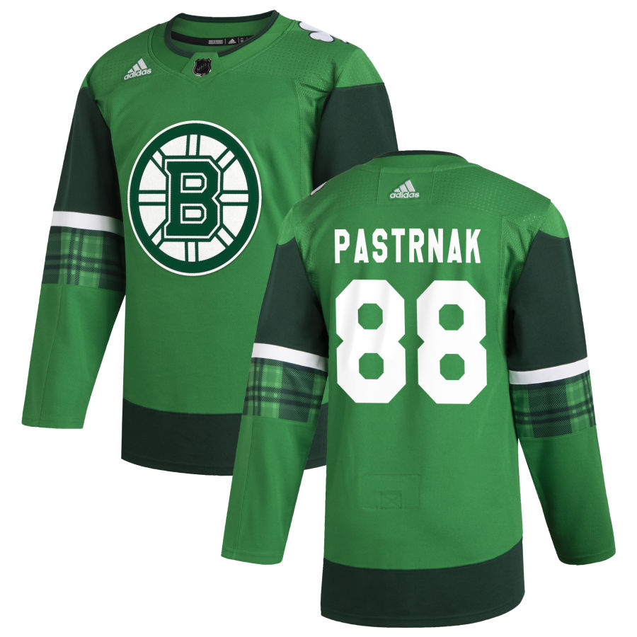 Boston Bruins #88 David Pastrnak Men's Adidas 2020 St. Patrick's Day Stitched Jersey Green