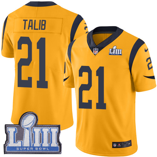 Los Angeles Rams #21 Aqib Talib Gold Super Bowl LIII Bound Men's Stitched Limited Rush Jersey Men's