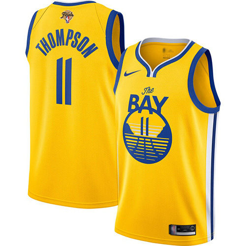 Golden State Warriors #11 Klay Thompson 2022 Finals Mens Yellow The Bay City Edition Jersey Mens