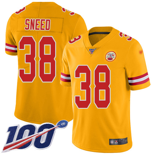 Chiefs #38 L'Jarius Sneed Gold Men's Stitched Limited Inverted Legend 100th Season Jersey