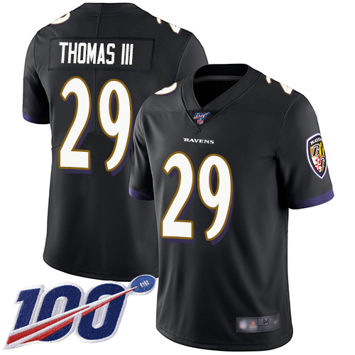 Baltimore Ravens #29 Earl Thomas III Black Alternate Men's Stitched 100th Season Vapor Limited Jersey Men's