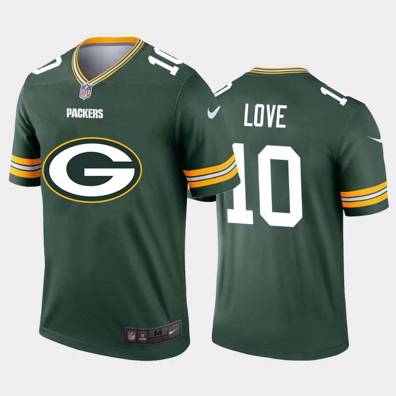 Green Bay Packers #10 Jordan Love Green Men's Big Team Logo Vapor Limited Jersey