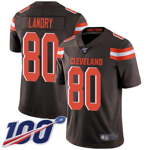 Browns #80 Jarvis Landry Brown Team Color Men's Stitched 100th Season Vapor Limited Jersey