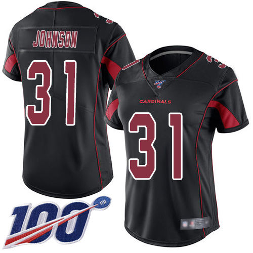 Arizona Cardinals #31 David Johnson Black Women's Stitched Limited Rush 100th Season Jersey Womens