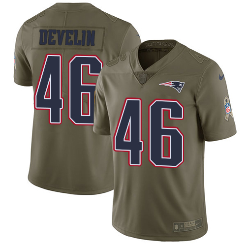 New England Patriots #46 James Develin Olive Men's Stitched Limited 2017 Salute To Service Jersey Men's