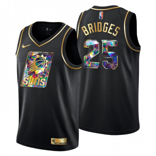 Phoenix Phoenix Suns #25 Mikal Bridges Mens Golden Edition Diamond Logo 2021/22 Swingman Jersey - Black Mens