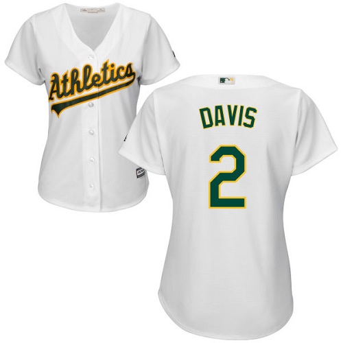 Oakland Athletics #2 Khris Davis White Home Women's Stitched Jersey Womens