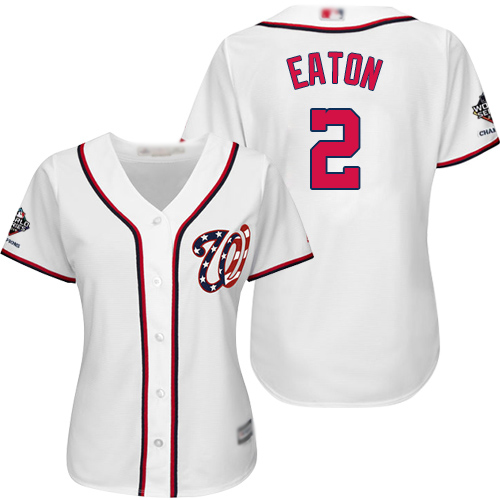 Washington Nationals #2 Adam Eaton White Home 2019 World Series Champions Women's Stitched Jersey Womens