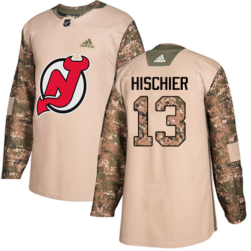 Adidas New Jersey Devils #13 Nico Hischier Camo Authentic 2017 Veterans Day Stitched Jersey Men's