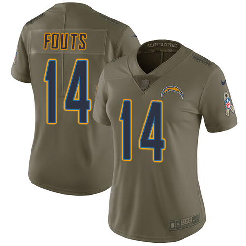 Los Angeles Chargers #14 Dan Fouts Olive Women's Stitched Limited 2017 Salute to Service Jersey Womens