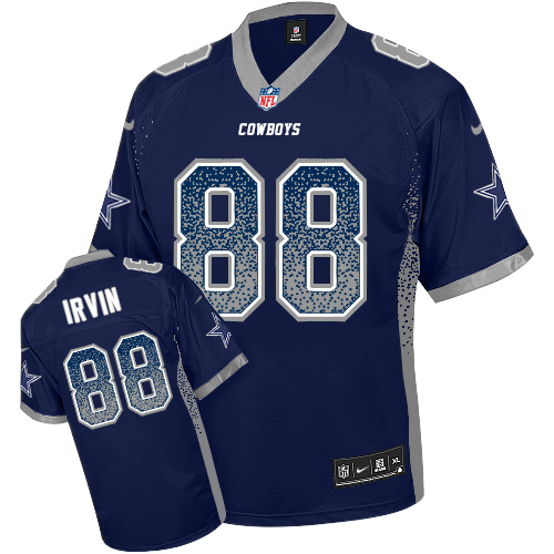 Cowboys #88 Michael Irvin Navy Blue Team Color Men's Stitched Elite Drift Fashion Jersey