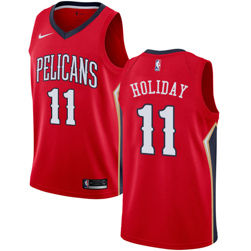 New Orleans Pelicans #11 Jrue Holiday Red Womens Swingman Statement Edition Jersey Womens