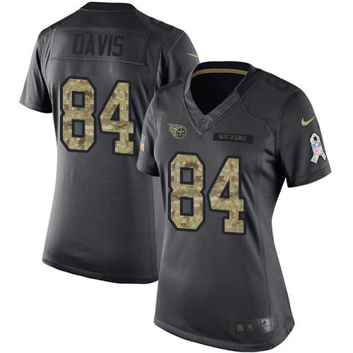 Tennessee Titans #84 Corey Davis Black Women's Stitched Limited 2016 Salute to Service Jersey Womens