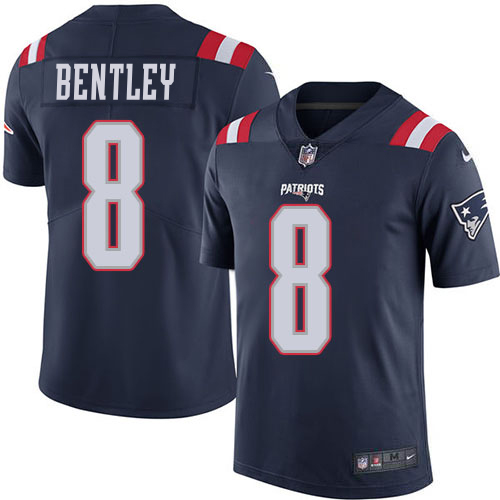 Patriots #8 Ja'Whaun Bentley Navy Blue Youth Stitched Limited Rush Jersey