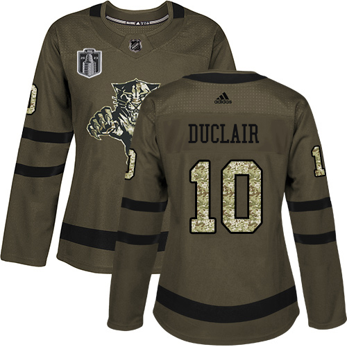 Adidas Panthers #10 Anthony Duclair Green 2023 Stanley Cup Final Patch Salute To Service Women's Stitched Jersey