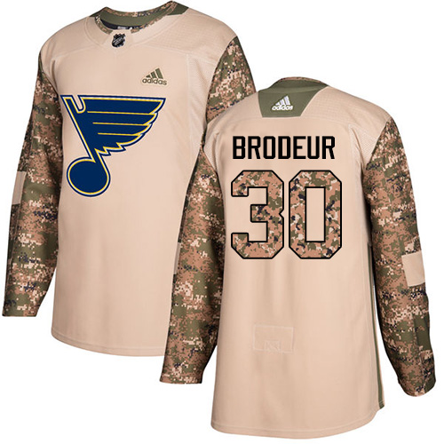 Adidas St. Louis Blues #30 Martin Brodeur Camo Authentic 2017 Veterans Day Stitched Jersey Men's