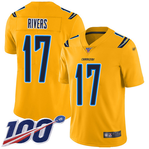 Los Angeles Chargers #17 Philip Rivers Gold Men's Stitched Limited Inverted Legend 100th Season Jersey Men's