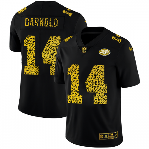 New York New York Jets #14 Sam Darnold Men's Leopard Print Fashion Vapor Limited Jersey Black Men's