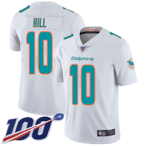 Dolphins #10 Tyreek Hill White Men's Stitched 100th Season Vapor Limited Jersey