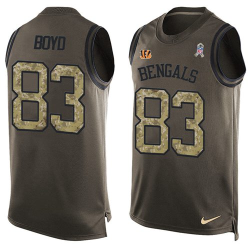 Bengals #83 Tyler Boyd Green Men's Stitched Limited Salute To Service Tank Top Jersey