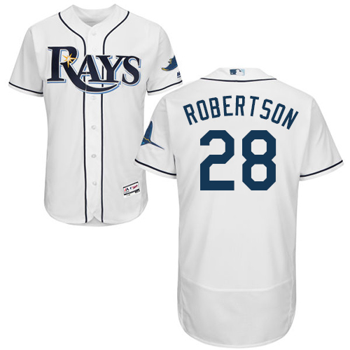 Tampa Bay Rays #28 Daniel Robertson White Flexbase Authentic Collection Stitched Jersey Men's