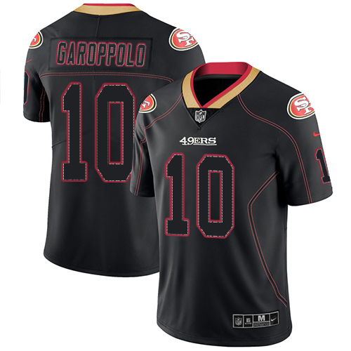 49ers #10 Jimmy Garoppolo Lights Out Black Men's Stitched Limited Rush Jersey