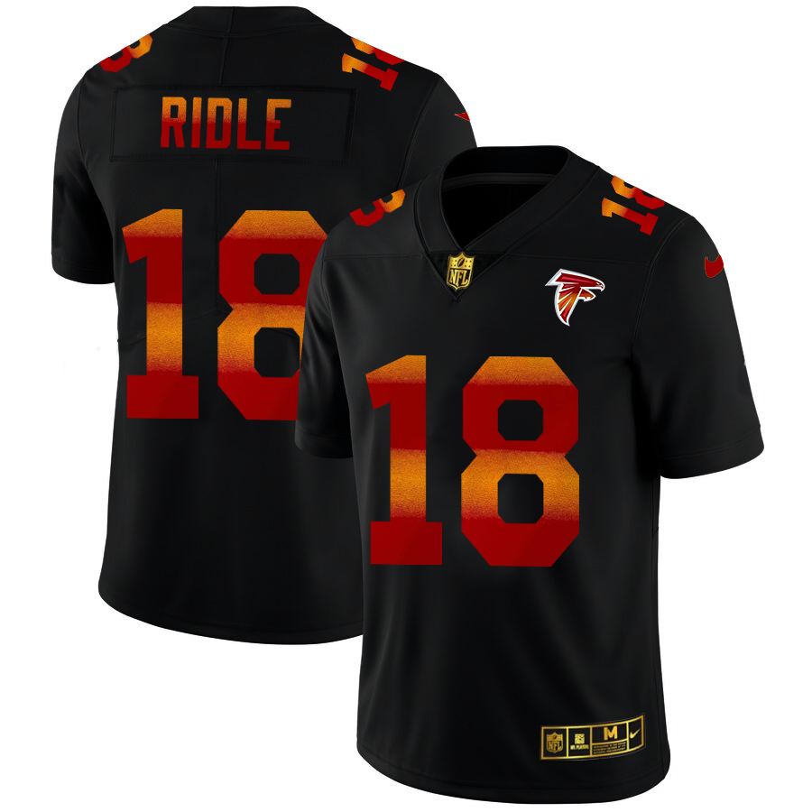 Atlanta Falcons #18 Calvin Ridley Men's Black Red Orange Stripe Vapor Limited Jersey