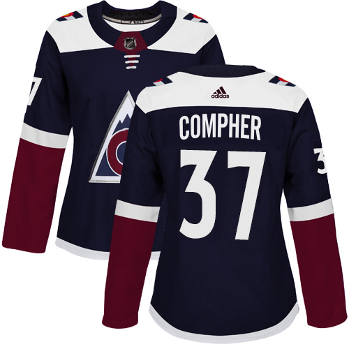 Adidas Colorado Avalanche #37 J.T. Compher Navy Women's Alternate Authentic Stitched Jersey Womens