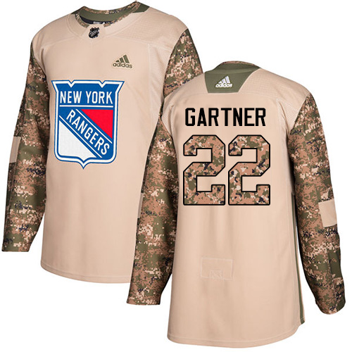 Adidas New York Rangers #22 Mike Gartner Camo Authentic 2017 Veterans Day Stitched Jersey Men's